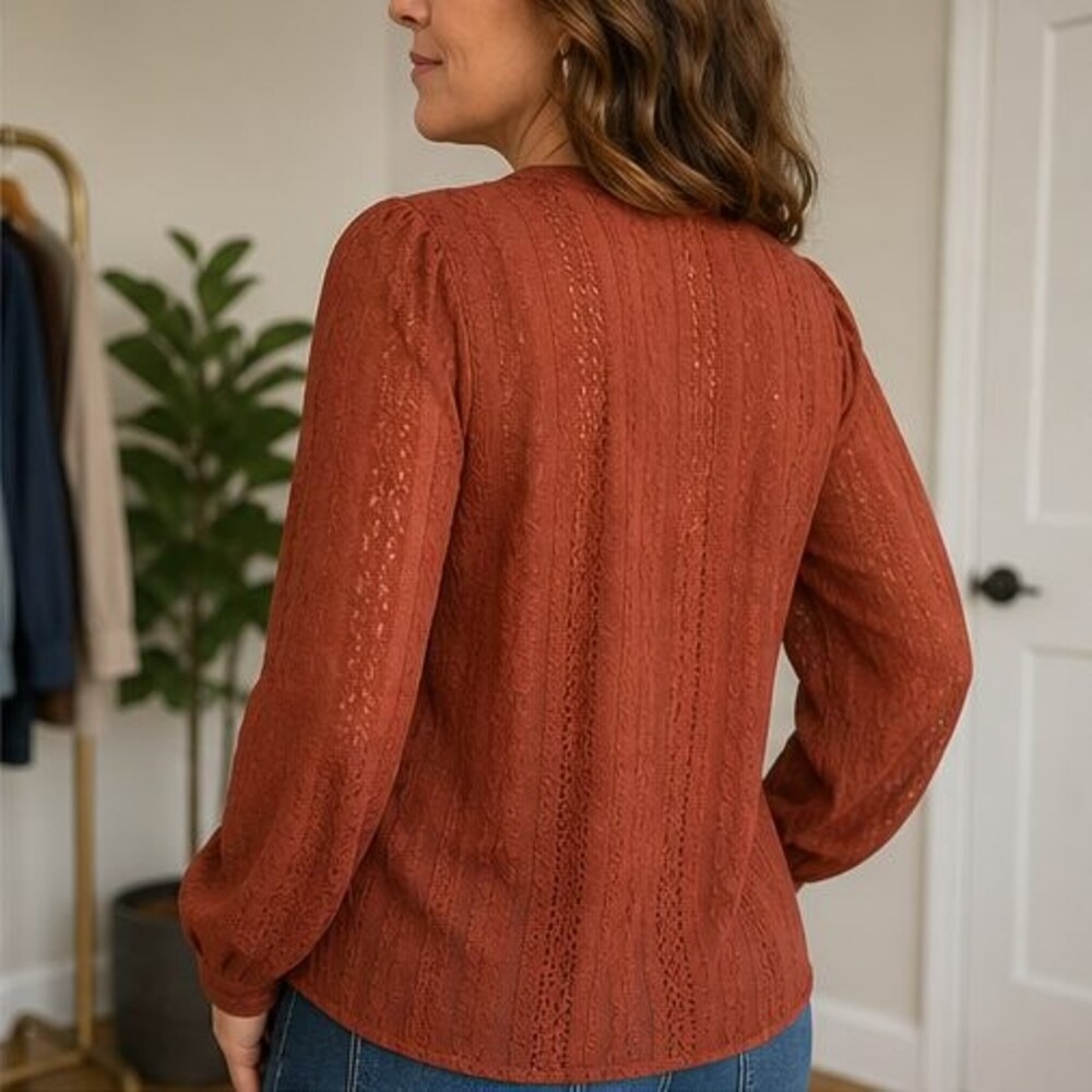 Rust Button Blouse - Picture 3 of 6